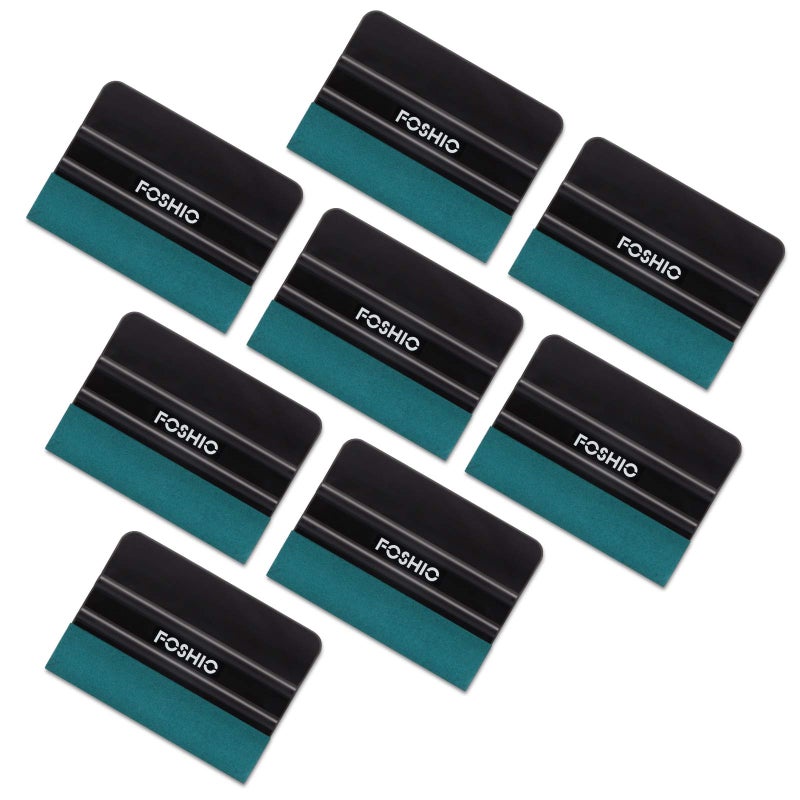 FOSHIO Vinyl Wrap Squeegee 4 Inch with Micro Fiber Suede Felt Edge, Scraper for Window Tinting, Sign Making and Sticker Wrap Application Tools, Pack of 8 Black Felt Squeegee for Vinyl - Image 1